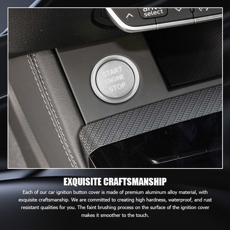 Lyxheth Car Push Start Button Cover, Engine Start Cover, Cool Aluminum Engines Starts Buttons Covers with Metal Ring for Cars Decorations, Car Engine Start Button Decal Accessory for Audi A4 (Silver) - Image 5